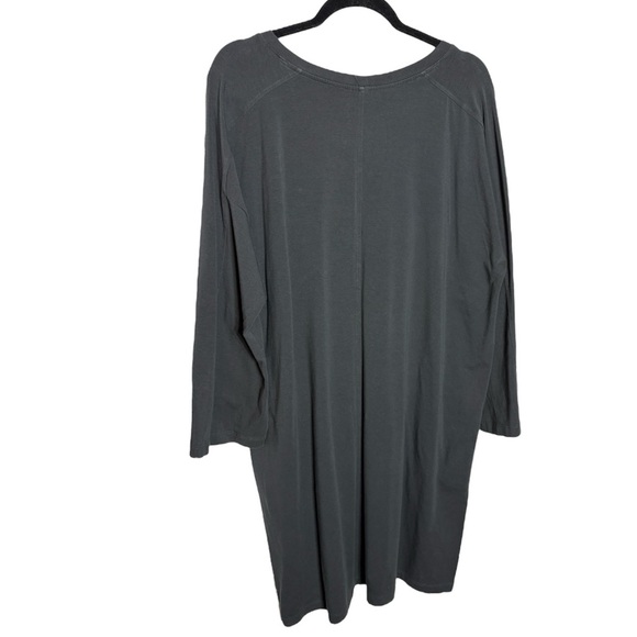 Eileen Fisher Graphite Cotton Stretch Jersey Round Neck Dress - Picture 4 of 11